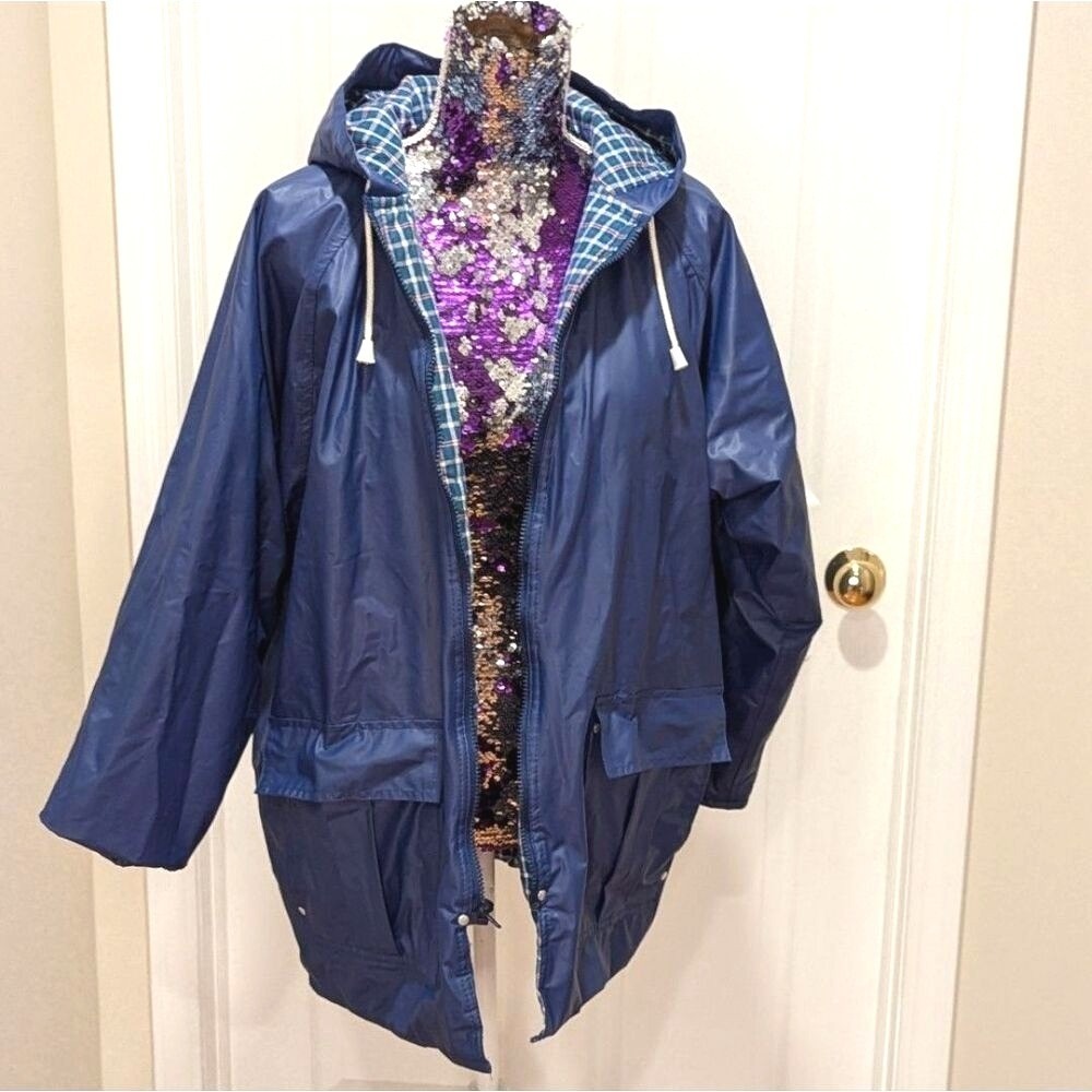 Vintage 90s Gorpcore Preppy Plaid Lined Rain Coat Jacket Climate Zone M Outdoors